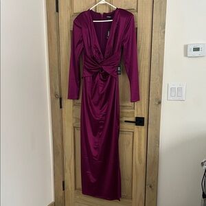 Express Rich Magenta Long Sleeve Dress